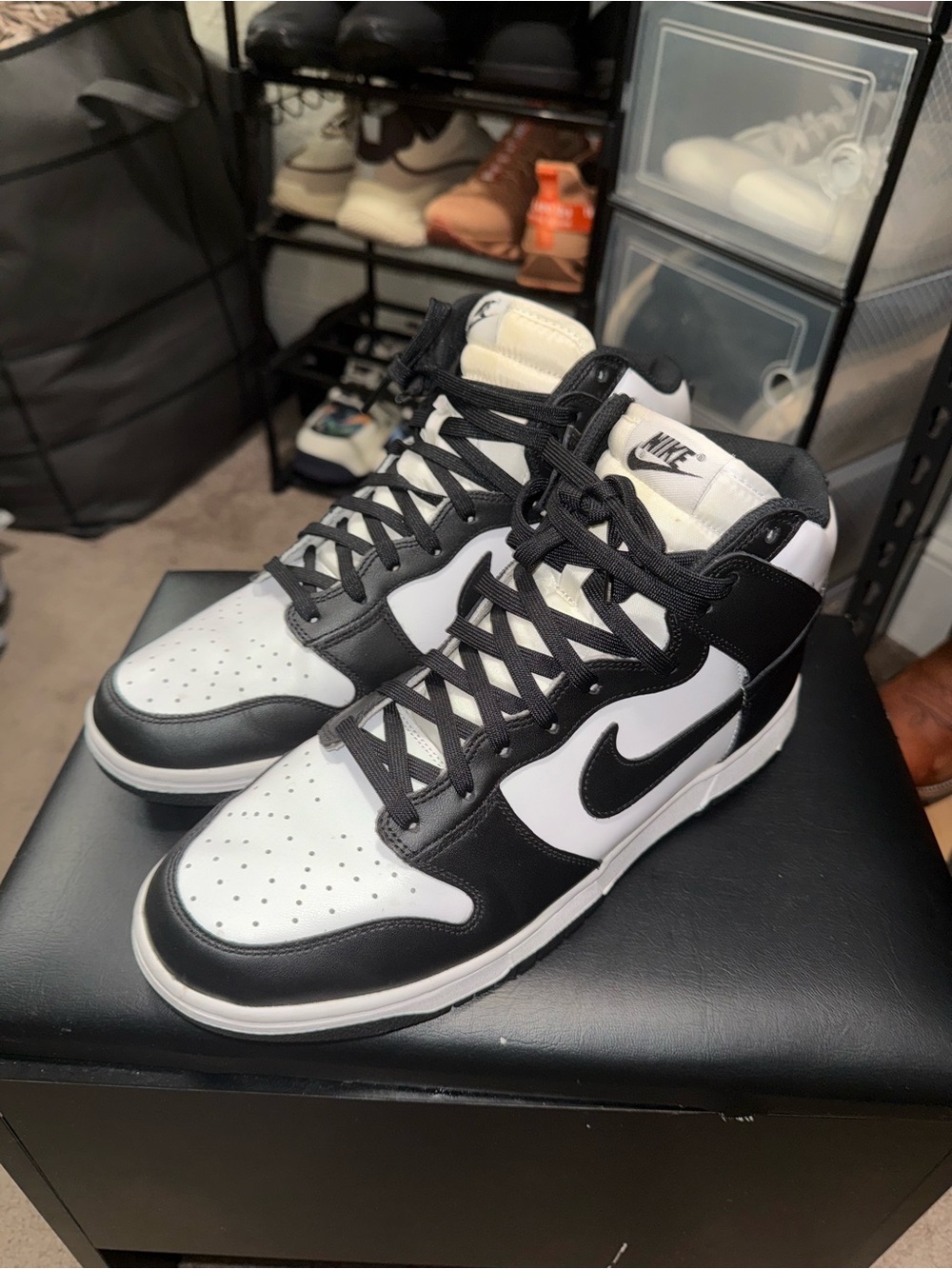 Nike Men’s Black and White High-Top dunks